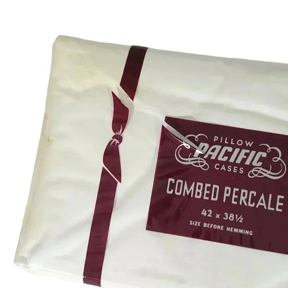 PACIFIC Pillow Cases Beige Combed Percale New Old Stock 42 x 38.5" - Picture 3 of 4